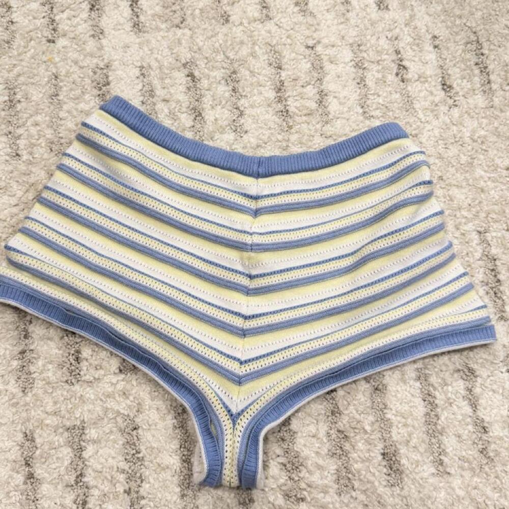Festival summer knit micro striped shorts